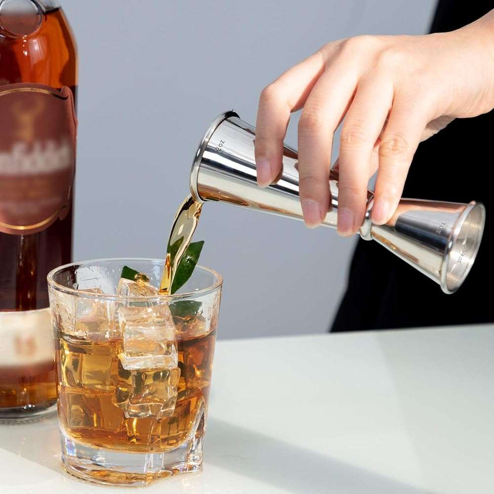 Briout Jigger for Bartending, Double Cocktail Jigger Japanese Premium 304 Stainless Steel Jigger 2 OZ 1 OZ with Measurements Inside - Image 6
