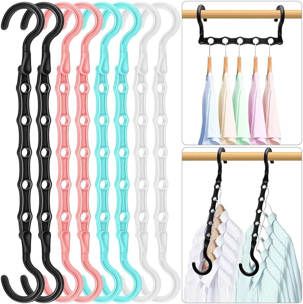 Closet Organizers and Storage, Magic Space Saving Hanger for 40 Heavy Clothes, Smart 360° Swivel Hook Cascading Hangers, Closet Organization Clothes Hangers, College Dorm Room Essentials for Girls - Image 1