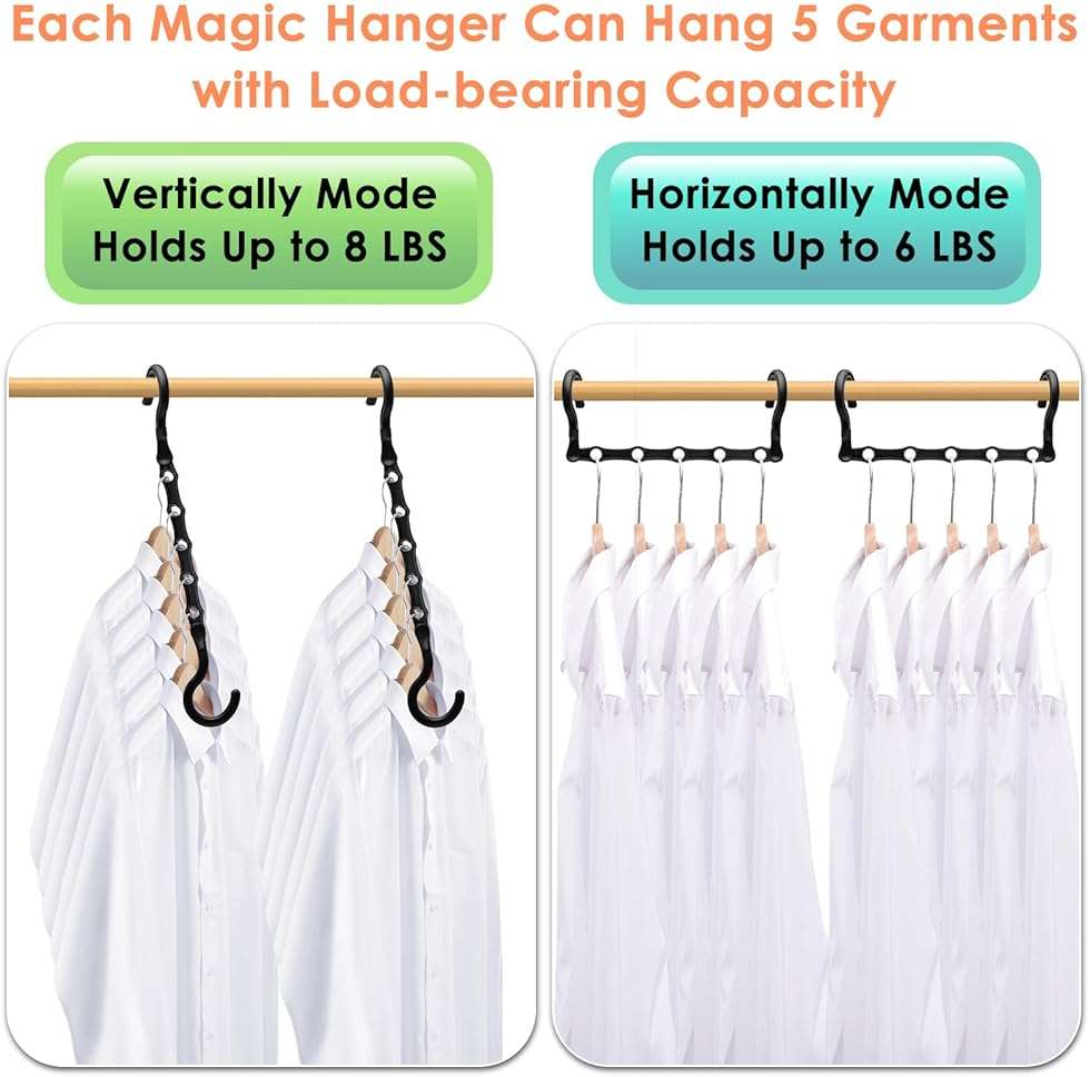 Closet Organizers and Storage, Magic Space Saving Hanger for 40 Heavy Clothes, Smart 360° Swivel Hook Cascading Hangers, Closet Organization Clothes Hangers, College Dorm Room Essentials for Girls - Image 7