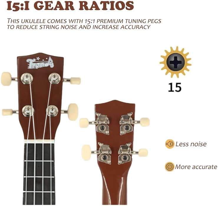 Trendy Soprano Ukulele for Beginners 21 Inch Hawaiian Wood Ukuleles for Adult Student Starter Four Strings Guitar (Brown) - Image 4