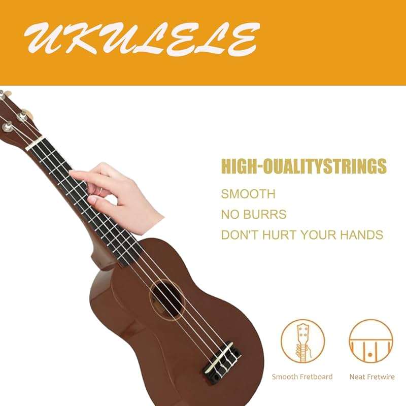 Trendy Soprano Ukulele for Beginners 21 Inch Hawaiian Wood Ukuleles for Adult Student Starter Four Strings Guitar (Brown) - Image 5