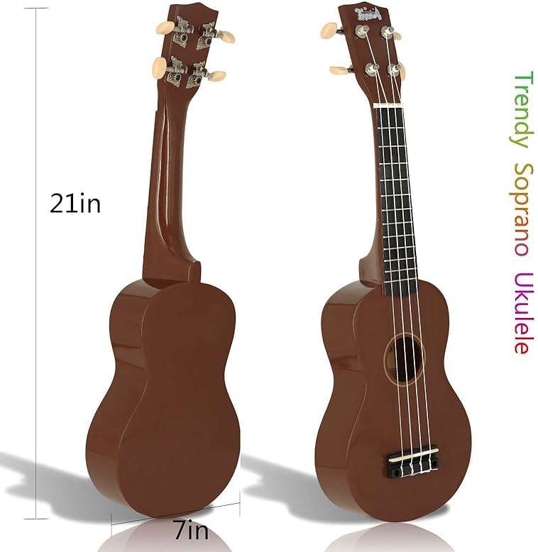 Trendy Soprano Ukulele for Beginners 21 Inch Hawaiian Wood Ukuleles for Adult Student Starter Four Strings Guitar (Brown) - Image 7