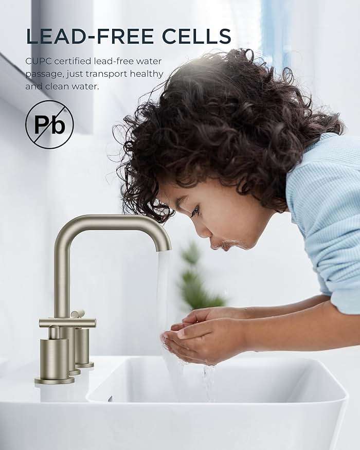 FORIOUS Brushed Nickel 8 Inch Widespread Bathroom Faucet for 3 Hole Sink, 2 Handles 360° Swivel Bathroom Sink Faucet with Pop Up Drain and Hoses, for Vanity Restroom RV Lavatory - Image 4