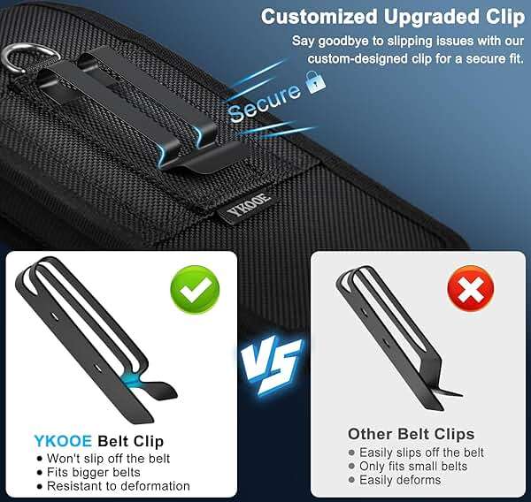 ykooe Cell Phone Holster Compatible with iPhone 16/15/14/13/12 Pro Max & Plus,17 Air Models - Belt Clip and Card Holder, Black, XL - Image 4