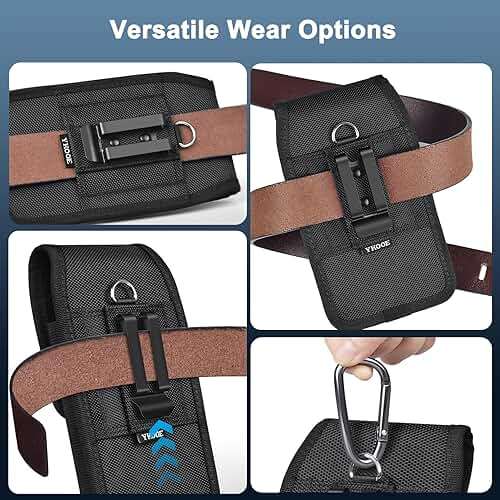 ykooe Cell Phone Holster Compatible with iPhone 16/15/14/13/12 Pro Max & Plus,17 Air Models - Belt Clip and Card Holder, Black, XL - Image 6