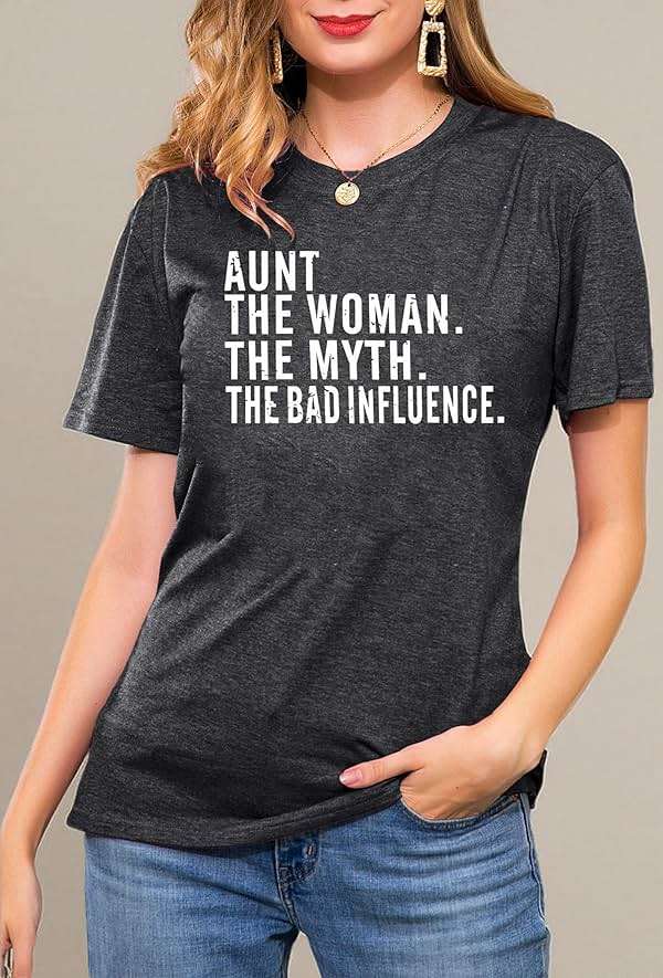 LHBNK Aunt Shirts for Women Auntie T-Shirt Aunt to Be Gifts Casual Letter Print Tee Tops Funny Saying Tops - Image 6