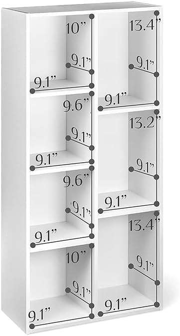 Amazon Basics 7 Cube Organizer Bookcase, Storage Shelf for Home and Office, Display Storage Organizer, Sturdy with Easy Assembly, 9.25"D x 19.49"W x 41.73"H, White - Image 5