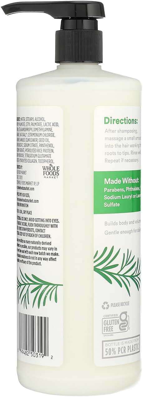 365 by Whole Foods Market, Volume & Thickness Conditioner with Rice Protein & Collagen, Rosemary Mint Scent, 32 Fl Oz - Image 3