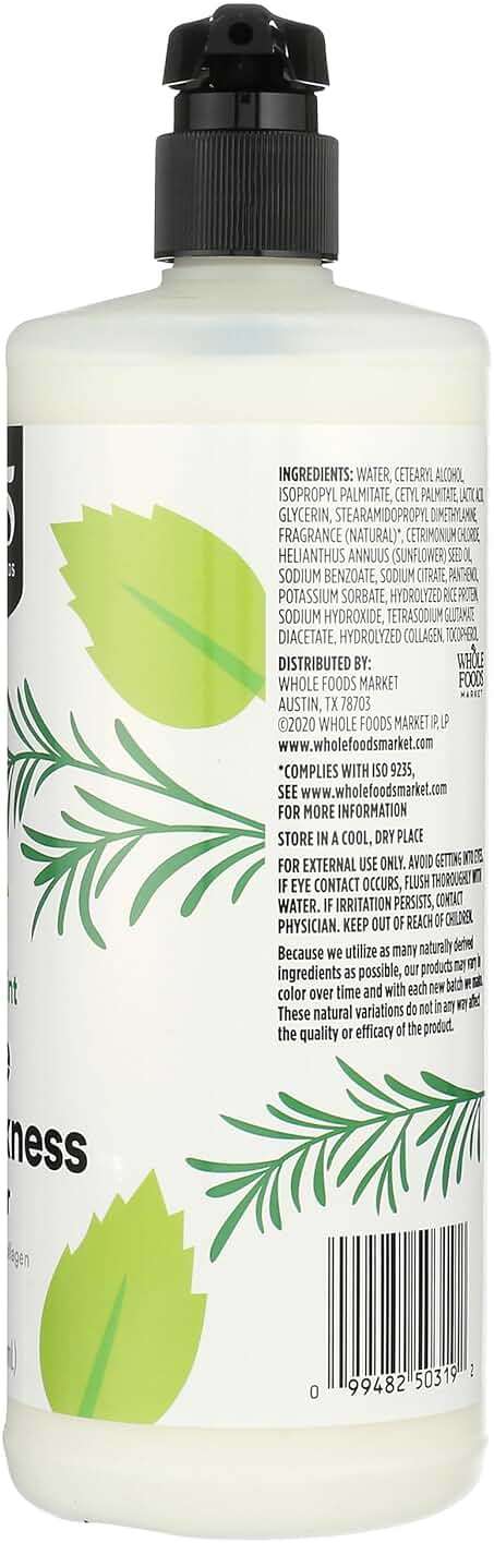 365 by Whole Foods Market, Volume & Thickness Conditioner with Rice Protein & Collagen, Rosemary Mint Scent, 32 Fl Oz - Image 6