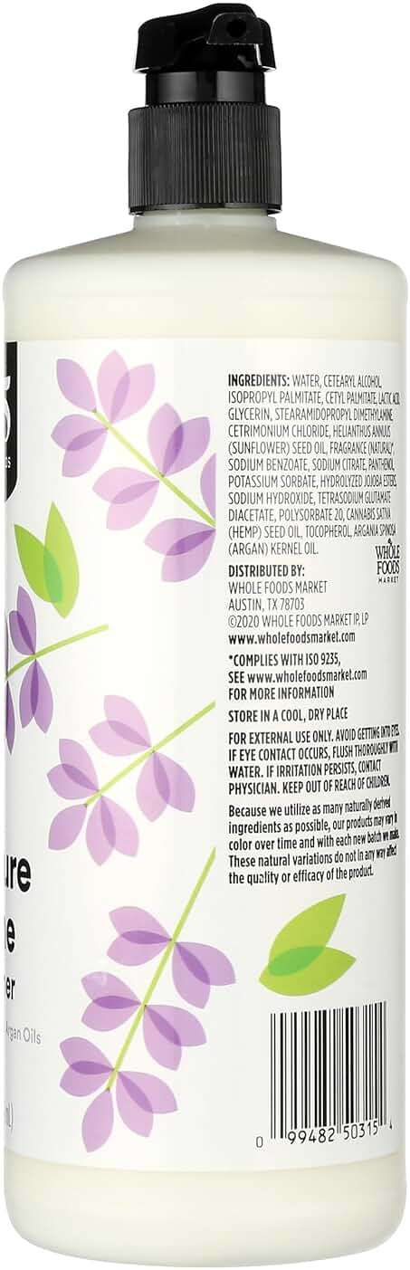 365 by Whole Foods Market, Moisture & Shine Conditioner with Hemp Seed & Argan Oil, Lavender Scent, 32 Fl Oz - Image 5