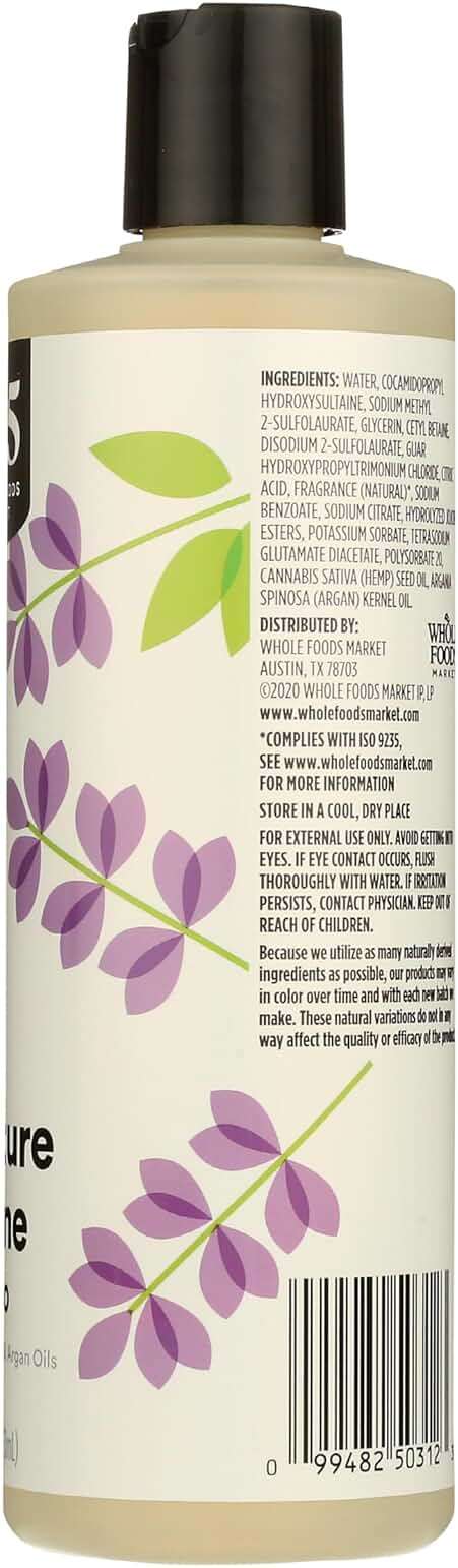 365 by Whole Foods Market, Moisture & Shine Shampoo with Hemp Seed & Argan Oil, Lavender Scent, 16 Fl Oz - Image 5