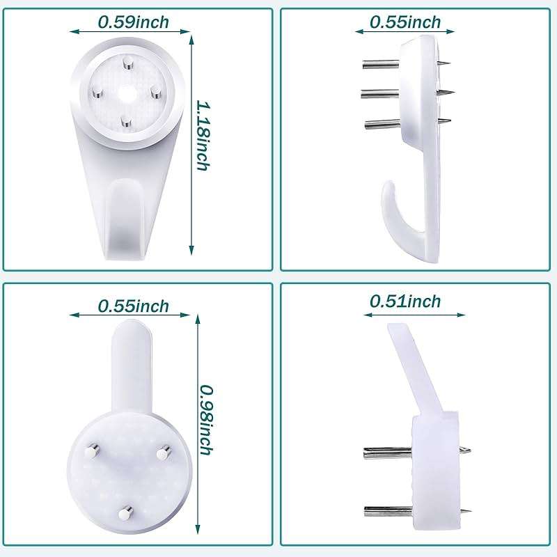 Jetec 50 Pcs Plastic Hardwall Hanger Hooks, Non-Mark Hook, Concrete Non-Trace Hanging Kit, Invisible Nail Wall Hangers for Photos, Small Frames, Hats, Keys(Not for Large or Heavy Frames) - Image 3