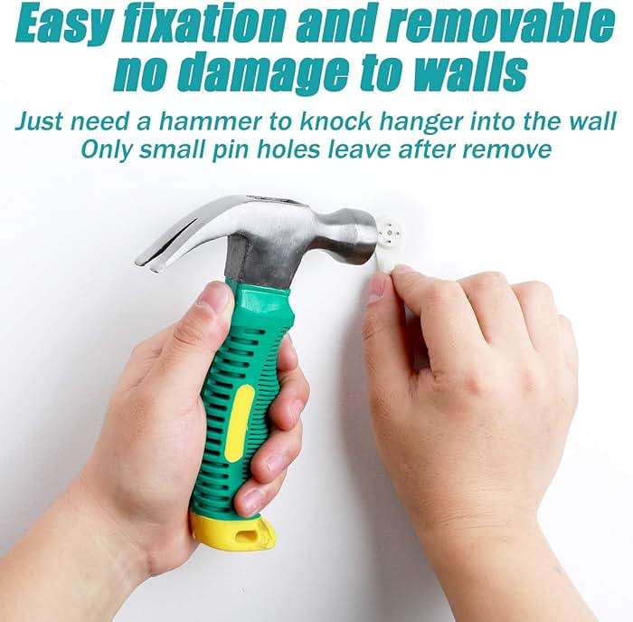 Jetec 50 Pcs Plastic Hardwall Hanger Hooks, Non-Mark Hook, Concrete Non-Trace Hanging Kit, Invisible Nail Wall Hangers for Photos, Small Frames, Hats, Keys(Not for Large or Heavy Frames) - Image 6