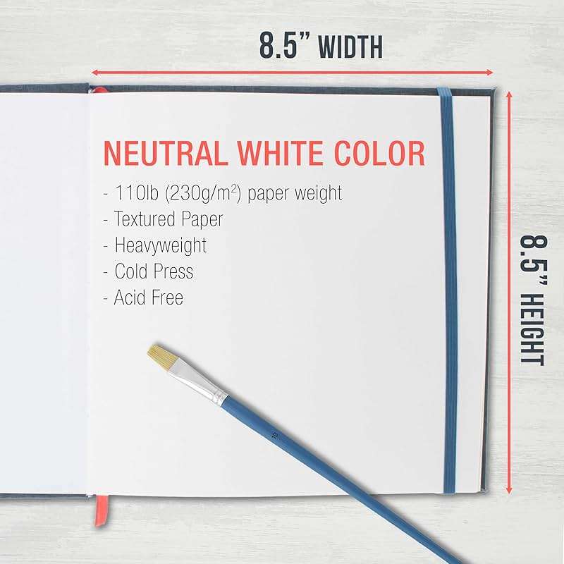 U.S. Art Supply 8.5" x 8.5" Watercolor Book (2 Pack, 76 Sheets Each) - 110lb (230 GSM) Linen-Bound Hardcover Artist Paper Pads - Acid-Free Cold-Pressed Watercolor Paper Pad Mixed Media - Image 2