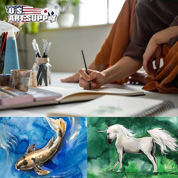 U.S. Art Supply 8.5" x 8.5" Watercolor Book (2 Pack, 76 Sheets Each) - 110lb (230 GSM) Linen-Bound Hardcover Artist Paper Pads - Acid-Free Cold-Pressed Watercolor Paper Pad Mixed Media - Image 7