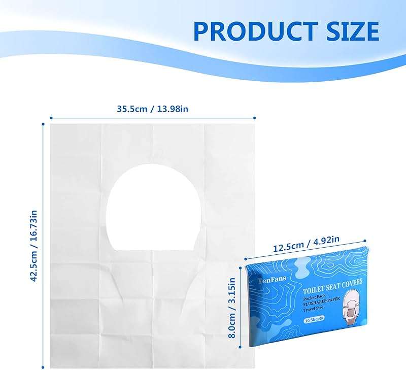 Toilet Seat Covers (60 pack), XL Flushable and Biodegradable Paper Cover Disposable for Adult and Kids’ Potty Training, Great for Airplane, Travel Seats, Public Restroom and Camping - Image 2