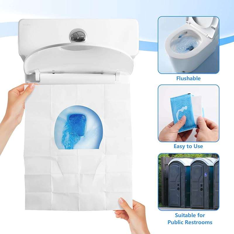 Toilet Seat Covers (60 pack), XL Flushable and Biodegradable Paper Cover Disposable for Adult and Kids’ Potty Training, Great for Airplane, Travel Seats, Public Restroom and Camping - Image 7