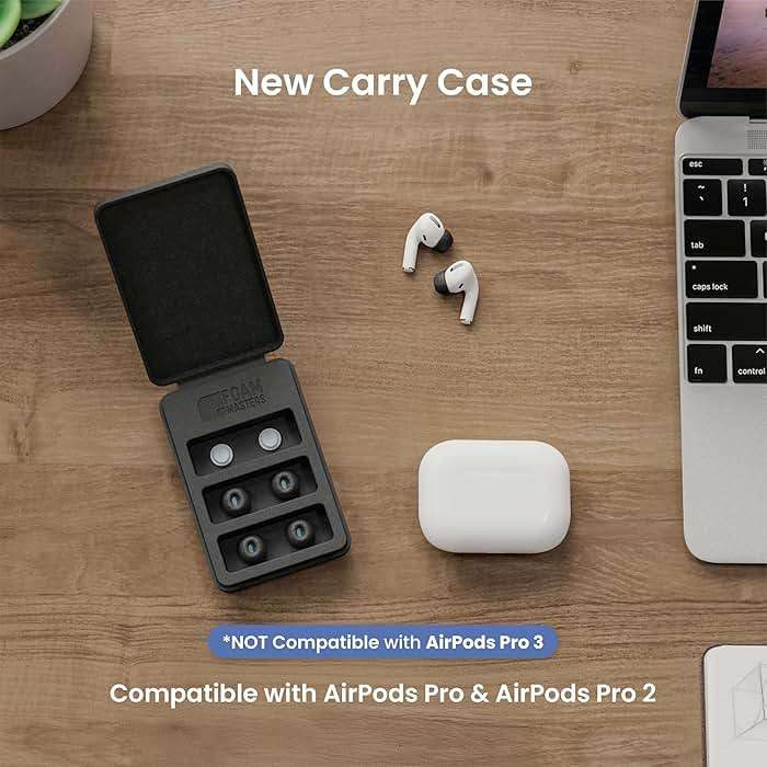 Foam Masters Ultra-Premium Memory Foam Ear Tips for AirPods Pro 1st & 2nd Gen | 3 Pairs | New Ver. | Secure Fit | Super Comfort | Better Noise Cancel | Replacement Buds (Assorted S/M/L, Black) - Image 2