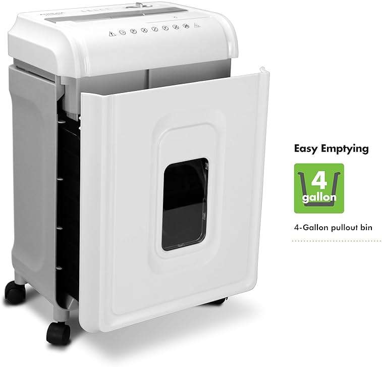Aurora AU1262XA Anti-Jam 12-Sheet Crosscut Paper and CD/Credit Card Shredder, White/Gray - Image 4