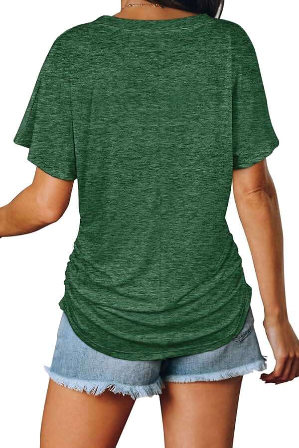 WIHOLL Womens Summer T-Shirts Short Sleeve V Neck Dolman Tops with Side Shirring Loose Fit Shirts Spring Fashion - Image 4