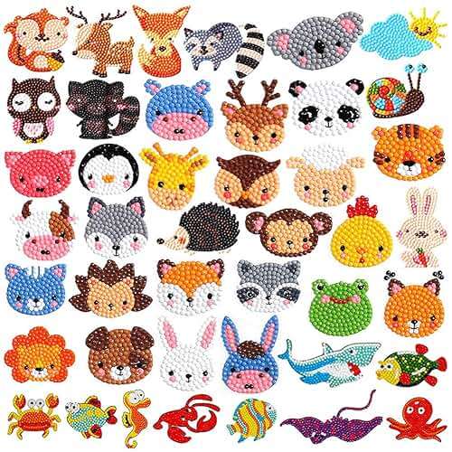 Labeol Diamond Art Kits for Kids Boys and Girls Ages 6-8-10-12 Easy to DIY Creative Diamond Art Sticker Craft by Numbers Kits for Kids and Adult Beginners (Animal) - Image 1