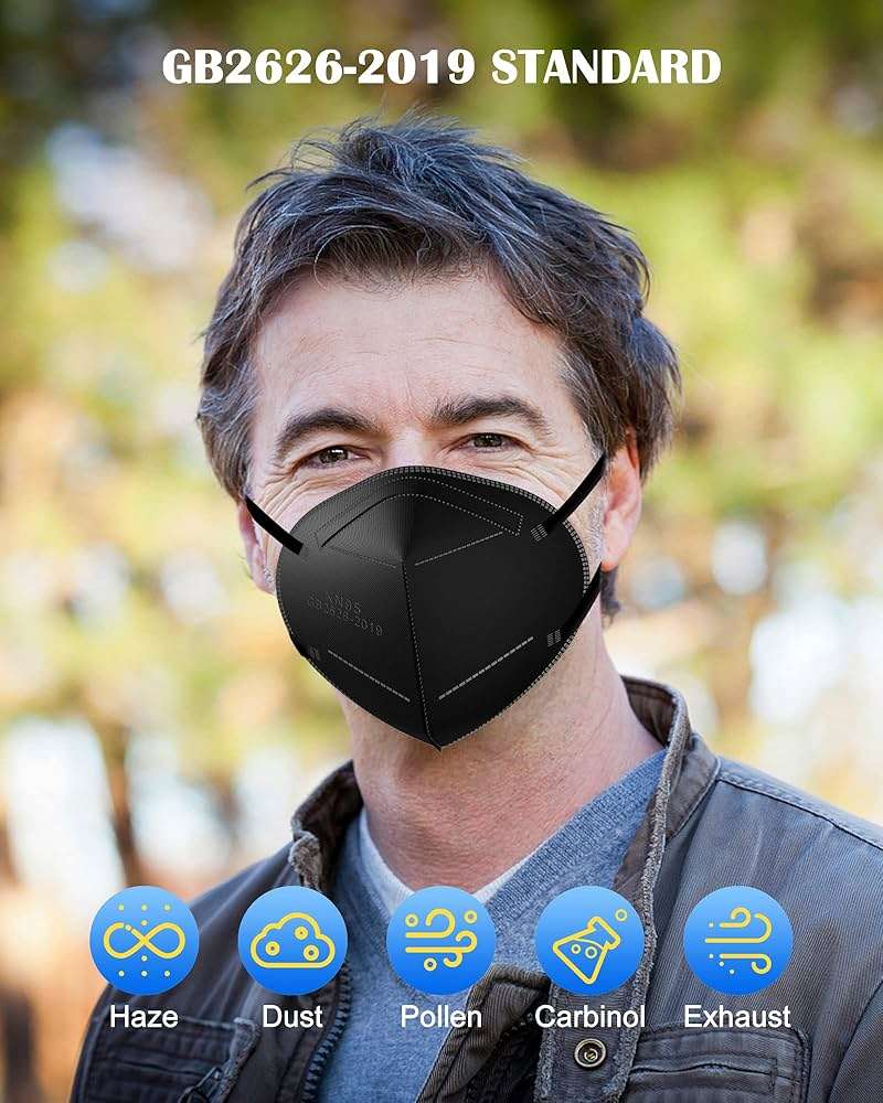 YUIKIO KN95 Face Masks, 30 Pack Individual Packed Safety Masks, Filter Efficiency≥95%, 5 Layers Filter Safety Mask Against PM2.5 Disposable KN95 Respirator Mask Breathable Cup Mask in Bulk (Black) - Image 2