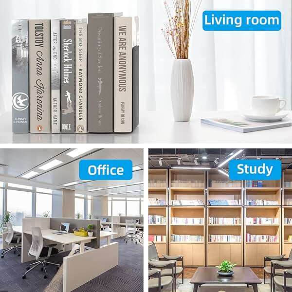 VFINE Bookends 1 Pair, Black Metal Book Ends, Heavy Bookends for Shelves, Book Stopper for Heavy Books, Book Organizer for Home Office School Supplies - Image 8