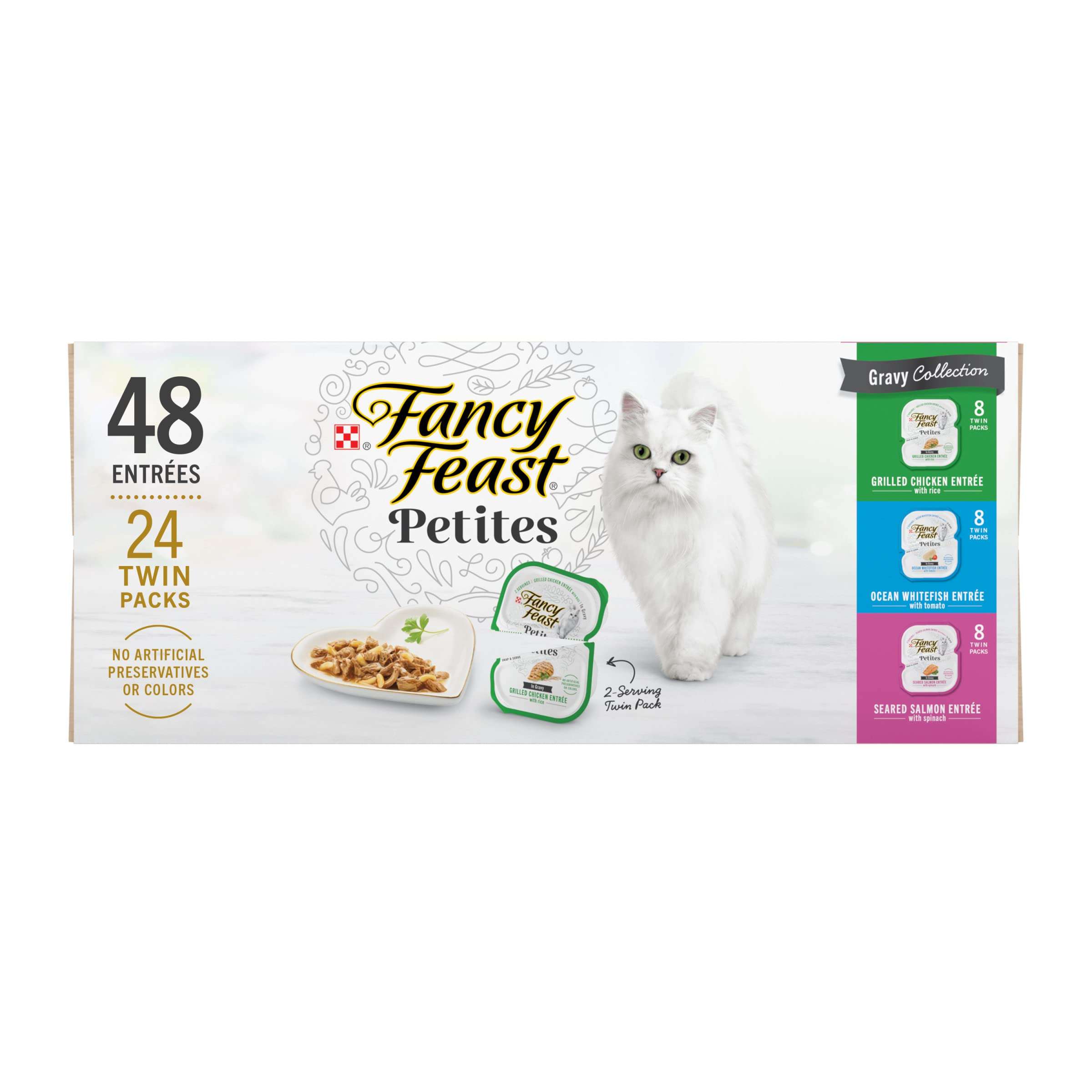 Purina Fancy Feast Gourmet Wet Cat Food Variety Pack, Petites Gravy Collection, break-apart tubs, 48 servings - (Pack of 24) 2.8 oz. Tubs - Image 1