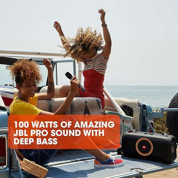 JBL PartyBox On-The-Go Portable Party Speaker with Built-in Lights Black (Renewed) - Image 2