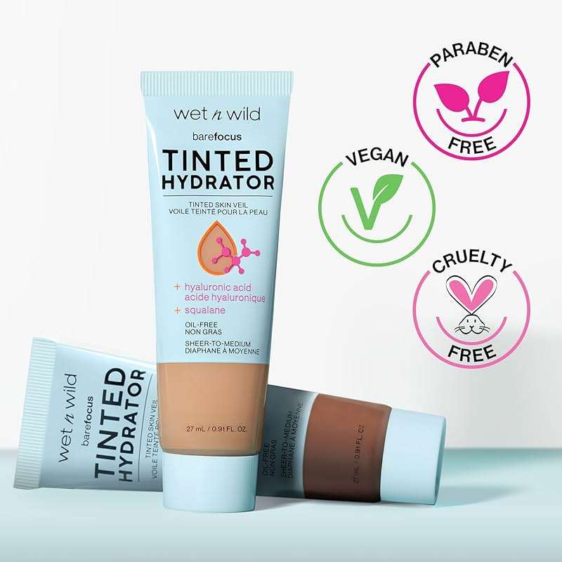 wet n wild Bare Focus Tinted Hydrator Tinted Skin Veil, Lightweight Buildable Coverage with Hyaluronic Acid & Vegan Squalane, Sheer-to-Medium Coverage, Semi-Matte Finish, Cruelty-Free - Light Medium - Image 3