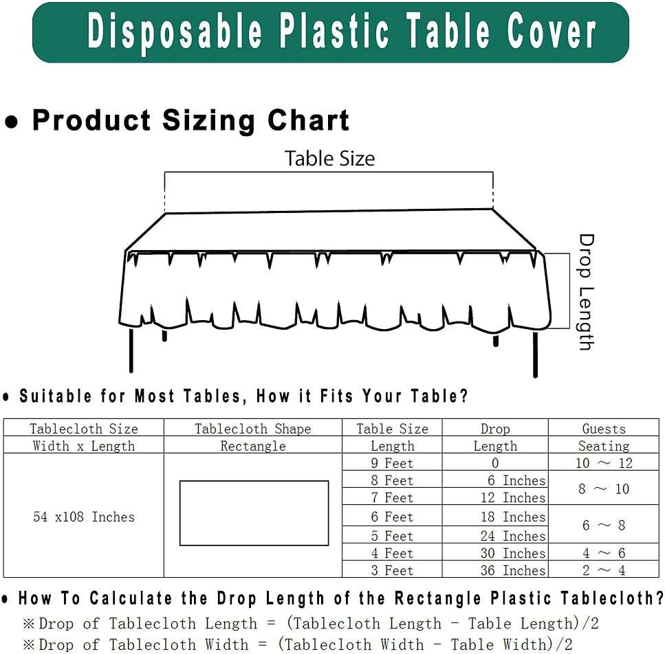 PARTY ULYJA White Plastic Tablecloths 2 Pack Disposable Table Covers 54 x 108 Inch Bridal Shower PEVA Vinyl Table Cloths for Picnic Birthday Wedding Banquet Parties 8 ft Rectangle Table Use - Image 6