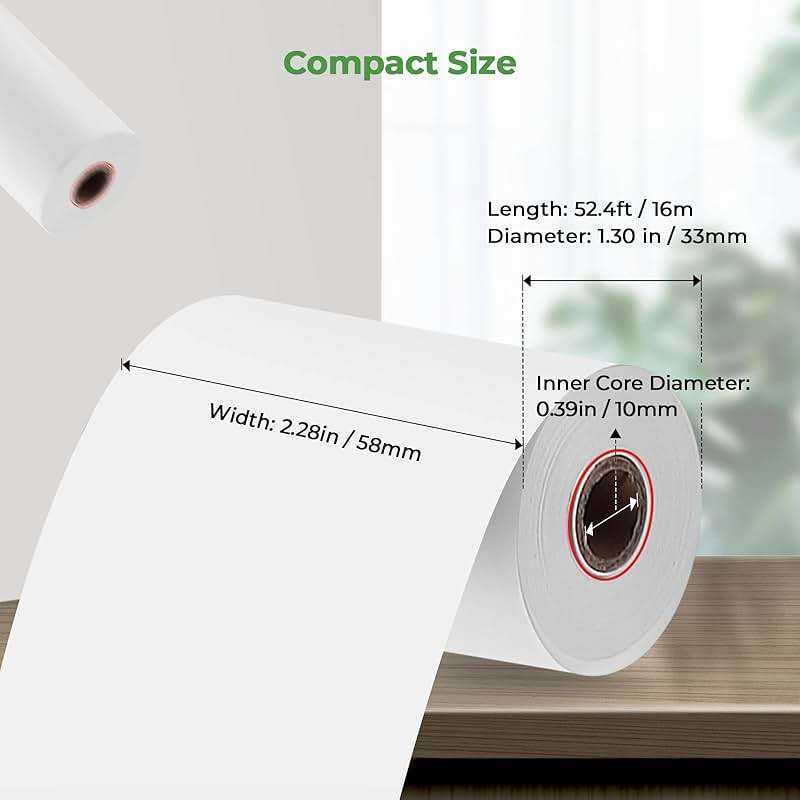 MUNBYN 2 1/4" inch x 50'ft Thermal Paper (50 Rolls), BPA Free Receipt Paper, 58mm Thermal Receipt Papers Fits All 58mm Thermal POS Printer, Square Terminal Credit Card Machines printers clearly - Image 2