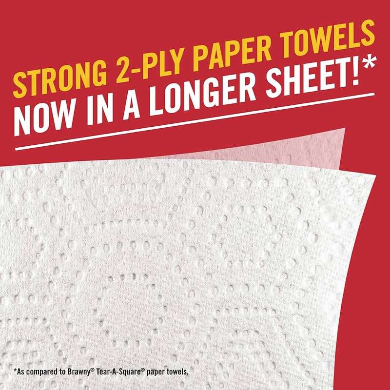 Brawny Flex Paper Towels, 8 Triple Rolls = 24 Regular Rolls, Tear-A-Square, 3 Sheet Size Options, Quarter Size Sheets - Image 5