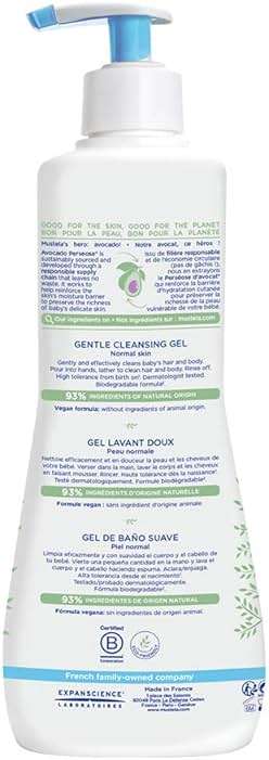 Mustela Gentle Cleansing Gel - Baby Wash for Delicate Skin and Hair - Newborn-Safe Cleanser - Made with with Natural Avocado Perseose - 1 or 2-Pack - Various Sizes - Image 2