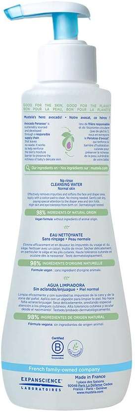Mustela No-Rinse Micellar Cleansing Water for Babies - Made with Natural Avocado Perseose & Aloe Vera - Safely Cleans Baby's Face, Hands & Diaper Area - 1 or 2-Pack - Various Sizes - Image 2