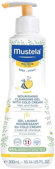 Mustela Baby Nourishing Cleansing Gel – Hair & Body Wash for Dry Skin - with Natural Avocado, Cold Cream & Beeswax - 10.14 fl. oz. - Image 1
