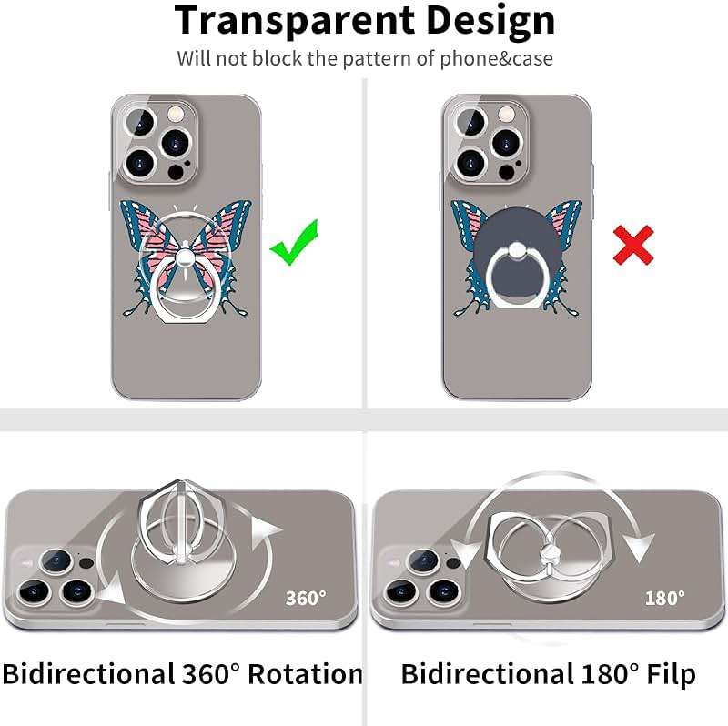 TACOMEGE Clear Cell Phone Grips Holder, Transparent Finger Ring Kickstand for Smartphone Tablet Case Accessories(Round)(1) - Image 3