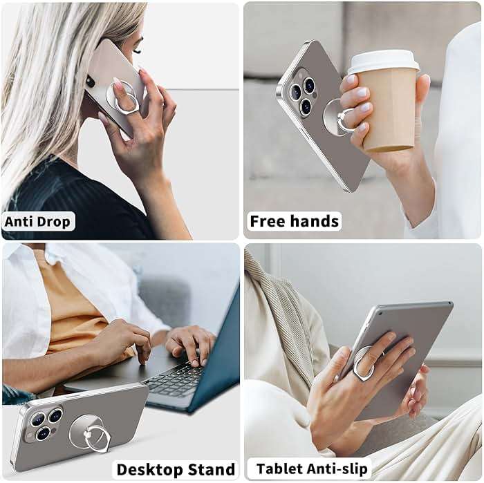 TACOMEGE Clear Cell Phone Grips Holder, Transparent Finger Ring Kickstand for Smartphone Tablet Case Accessories(Round)(1) - Image 6