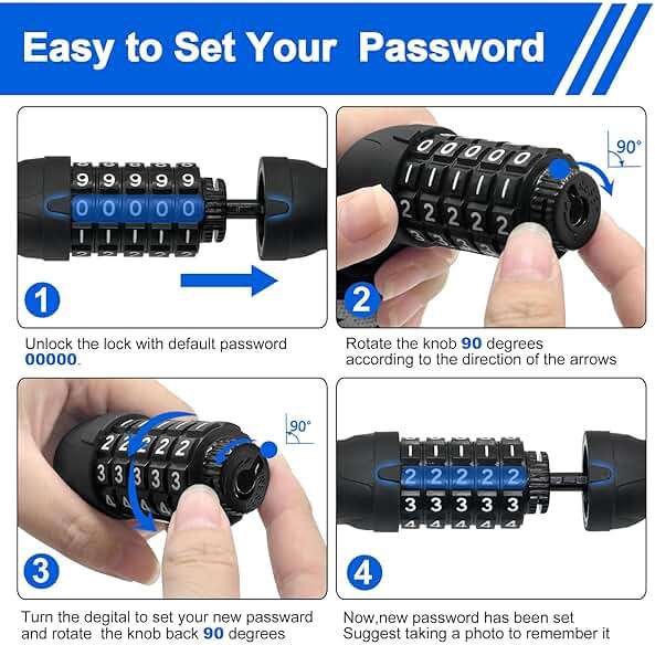 NDakter Bike Lock, 5 Digit Combination Heavy Duty Anti Theft Bicycle Chain Lock, 2.62/3.2/4.27/5/6Ft Long, High Security Resettable, Suitable for Bike, Scooter, Door, Gate, Fence-4/6mm Thick - Image 6