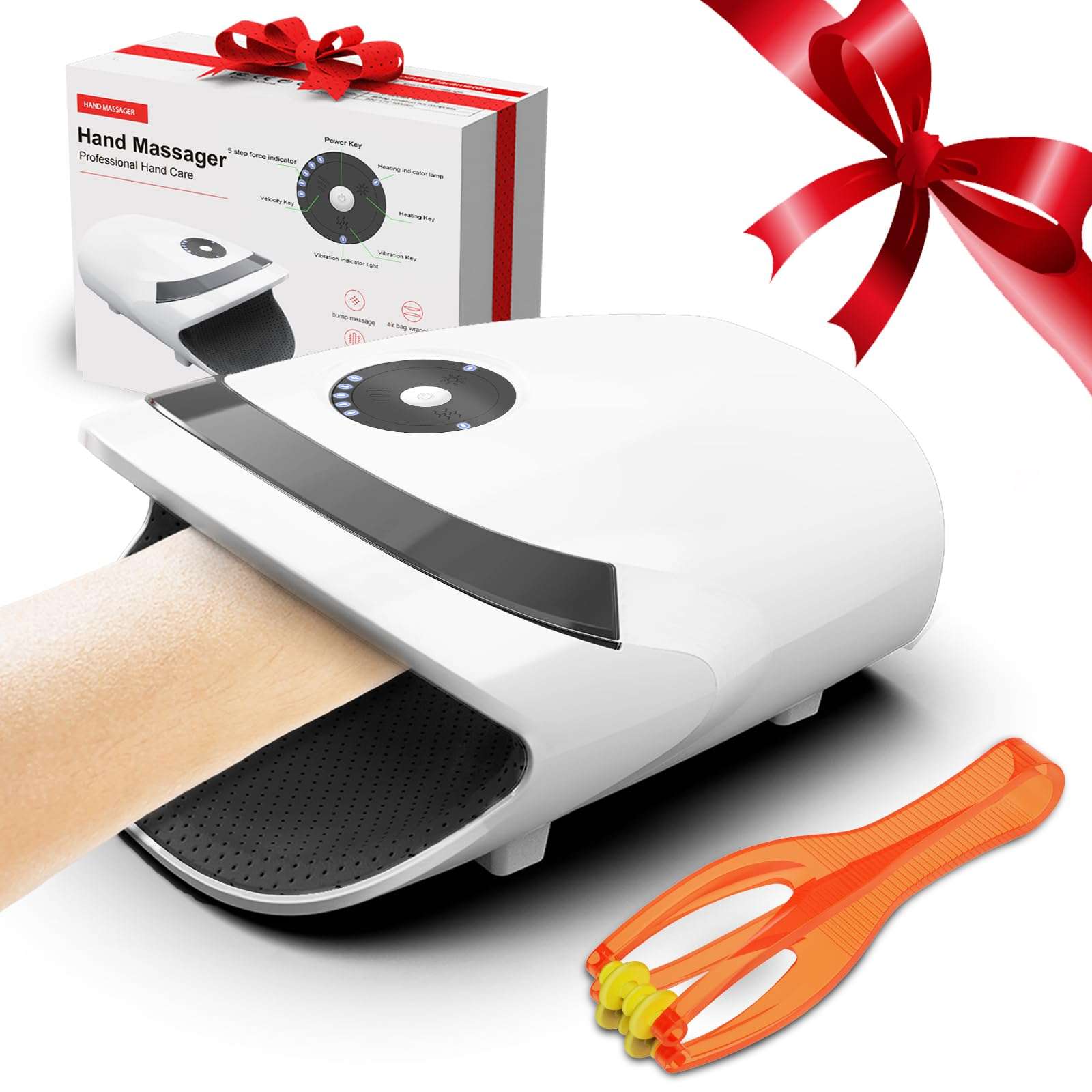 Xllent Hand Massager with Compression & Heating,Mothers Day Gifts for Him and Her,Electric Hand Massager for Arthritis and Carpal Tunnel,Gifts for Women Men Her Him(White) - Image 1