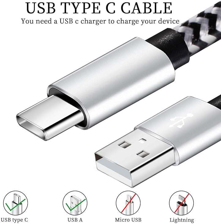 QQLIKE USB Type c Cable, 5 Pack (6FT) Nylon Braided USB C Cables 3A Fast Charging Charger for Samsung Galaxy S9/S8 Note8/9 20 10 S21 S20 S10 Plus C Cord - Image 2