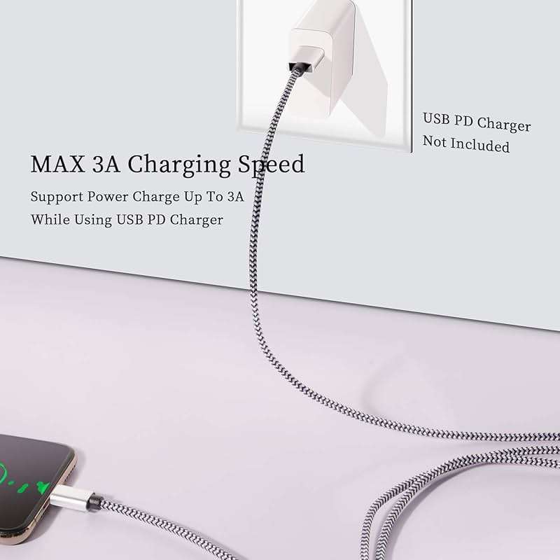 QQLIKE USB Type c Cable, 5 Pack (6FT) Nylon Braided USB C Cables 3A Fast Charging Charger for Samsung Galaxy S9/S8 Note8/9 20 10 S21 S20 S10 Plus C Cord - Image 3