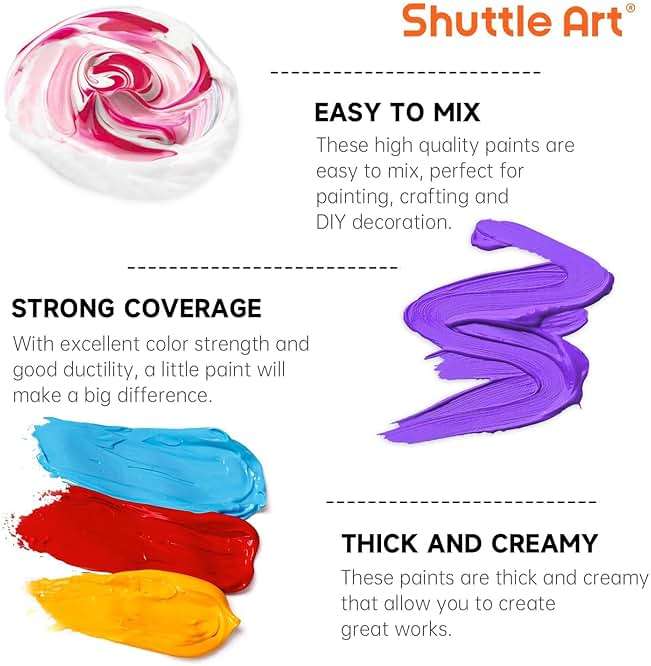 Shuttle Art 18 Colors Acrylic Paint Bottle Set (250ml/8.45oz), Rich Pigmented Bulk Painting Supplies for Artists, Beginners and Kids on Rocks Crafts Canvas Wood Ceramic - Image 6