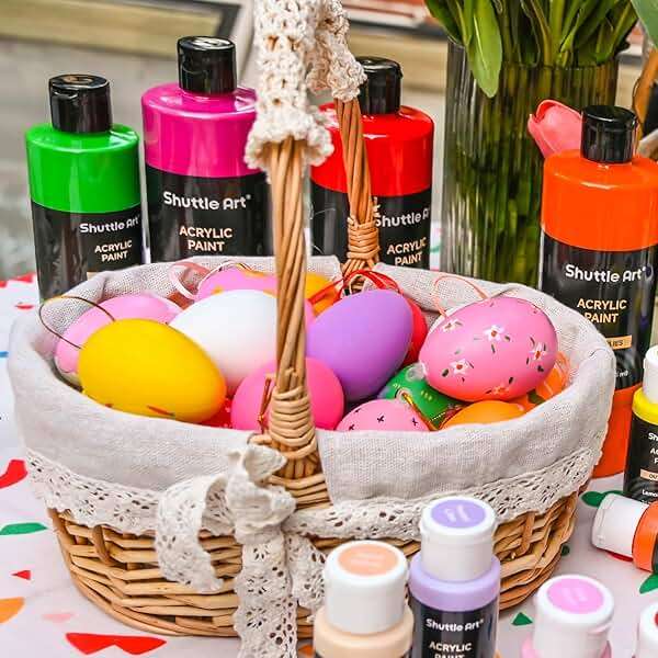 Shuttle Art 18 Colors Acrylic Paint Bottle Set (250ml/8.45oz), Rich Pigmented Bulk Painting Supplies for Artists, Beginners and Kids on Rocks Crafts Canvas Wood Ceramic - Image 10