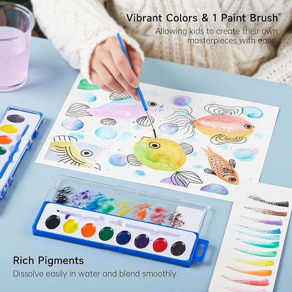 Shuttle Art 40 Pack Watercolor Paint Set, 8 Colors Watercolor Paint with Paint Brushes for Kids and Adults, Washable Paint for Classroom, Parties, Kindergarten and Art Activities - Image 2