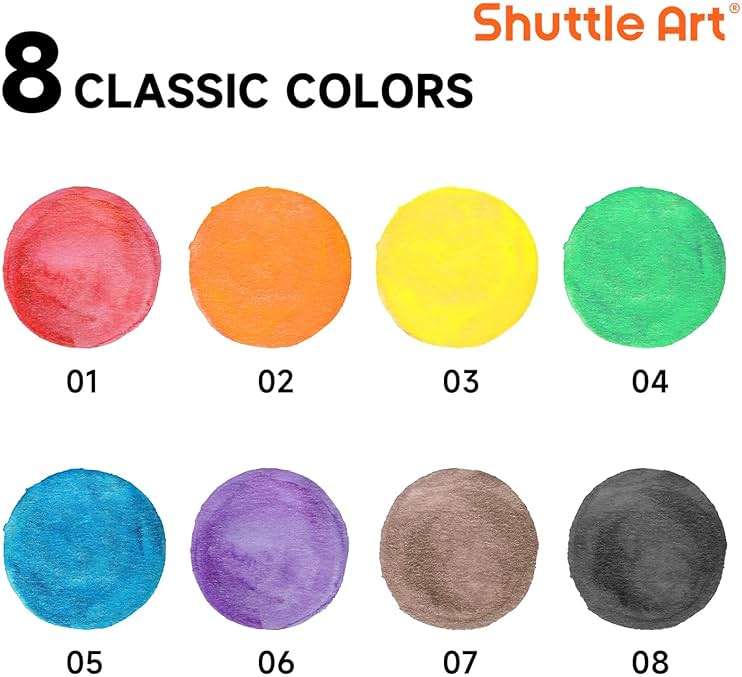 Shuttle Art 40 Pack Watercolor Paint Set, 8 Colors Watercolor Paint with Paint Brushes for Kids and Adults, Washable Paint for Classroom, Parties, Kindergarten and Art Activities - Image 3