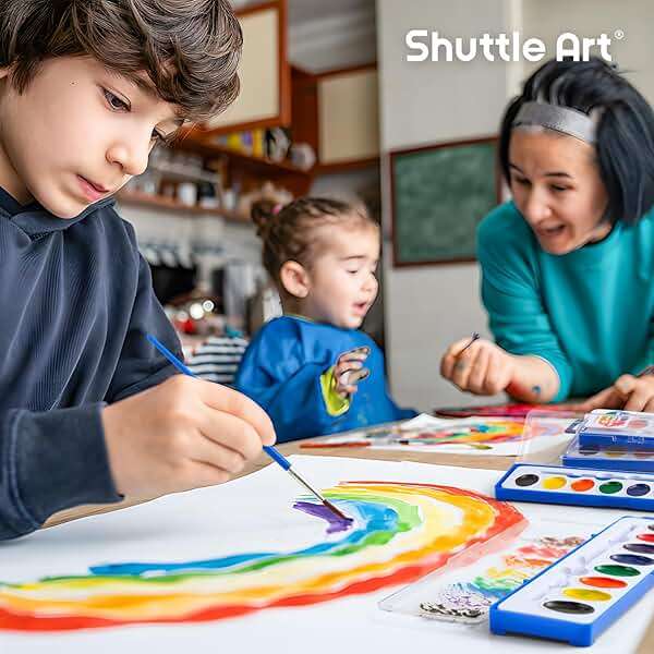 Shuttle Art 40 Pack Watercolor Paint Set, 8 Colors Watercolor Paint with Paint Brushes for Kids and Adults, Washable Paint for Classroom, Parties, Kindergarten and Art Activities - Image 6