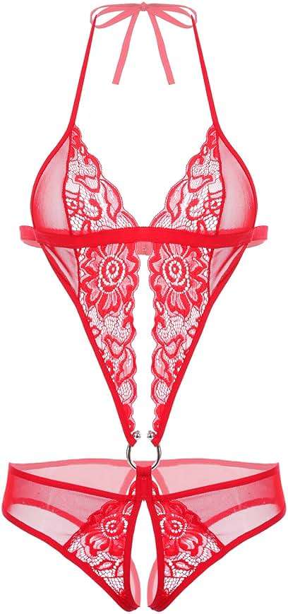 Avidlove Women Deep V Lingerie Lace Teddy One Piece Babydoll Mini Bodysuit - Image 1