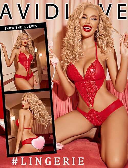 Avidlove Women Deep V Lingerie Lace Teddy One Piece Babydoll Mini Bodysuit - Image 5