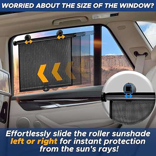 EcoNour Car Side Window Sun Shade (2 Pack) | Retractable Roller Sunshade for Kids | Baby Car Window Shades for UV and Sun Glare Protection | Baby Travel Accessories (15"x17") - Image 5